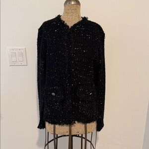 SIONI Black Knit Cardigan Sweater Sequence Pockets Women's- Size Small- NWT